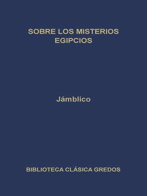 cover image of Sobre los misterios egipcios
